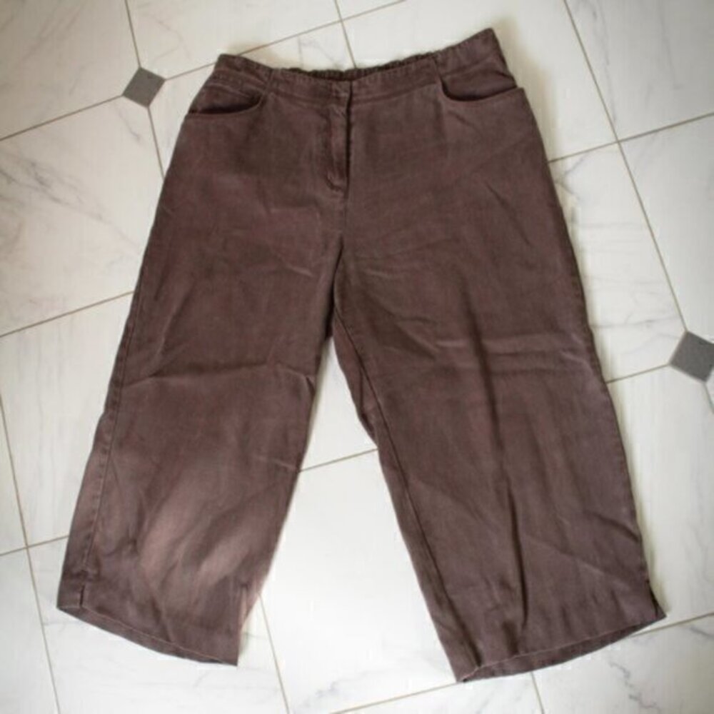 j.jill pants size 12 brown capris linen